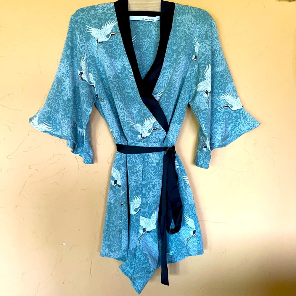 Trumpet Sleeve Crane Romper